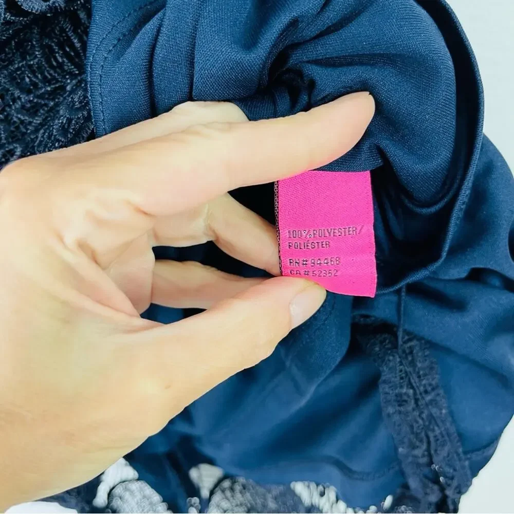 Betsey Johnson blue lace floral evening wedding party holiday midi dress 6 - Picture 7 of 8